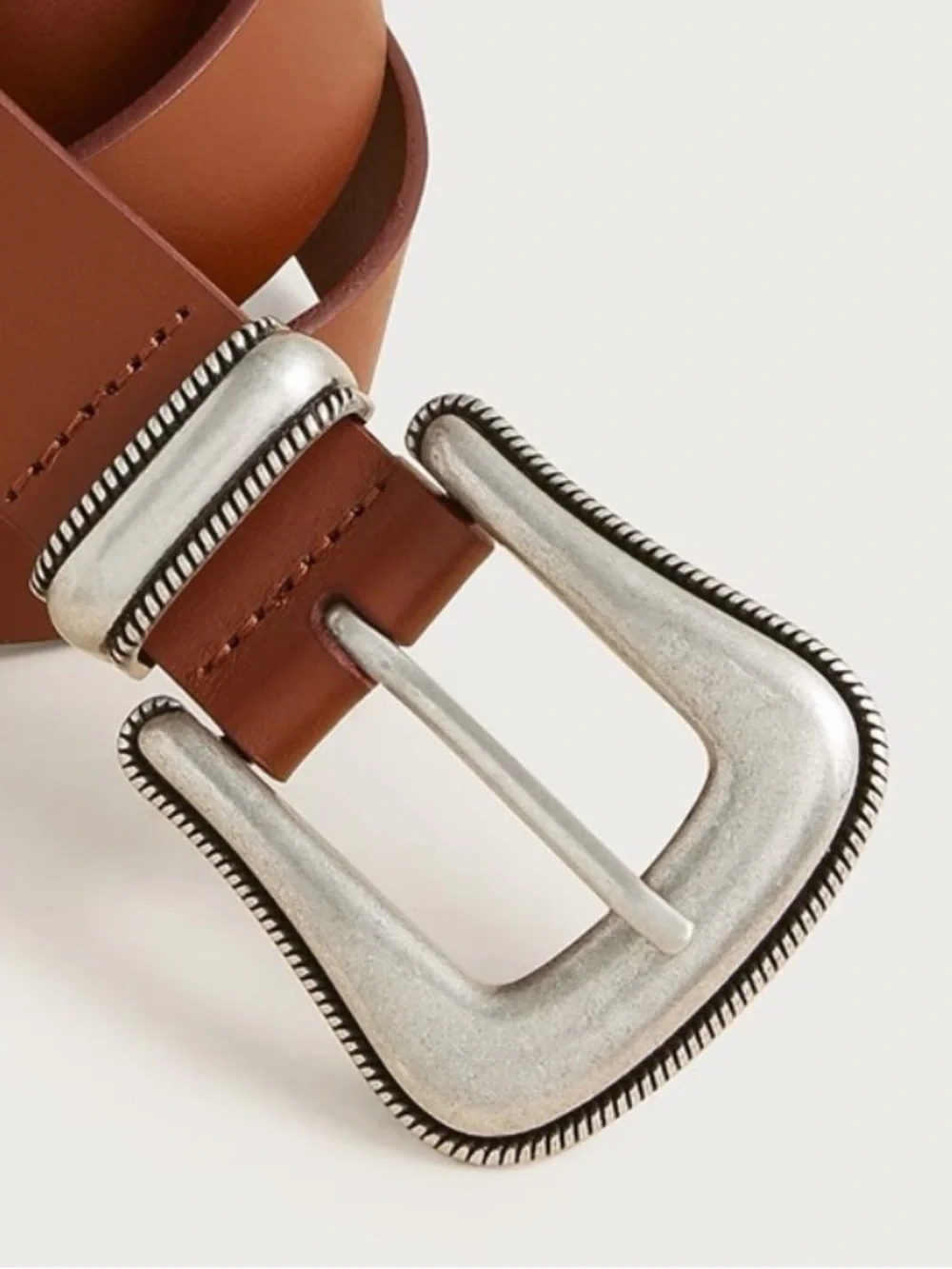 J. Crew Western buckle belt in Italian leather - Silver Buckle brown leather